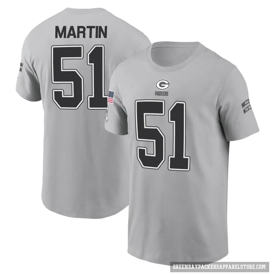 Youth ＃51 Jeremiah Martin Green Bay Packers Gray 2024 Salute to Service T-Shirt
