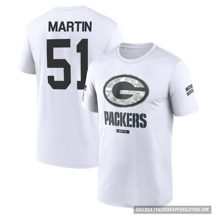 Youth ＃51 Jeremiah Martin Green Bay Packers White 2024 Salute to Service Performance T-Shirt