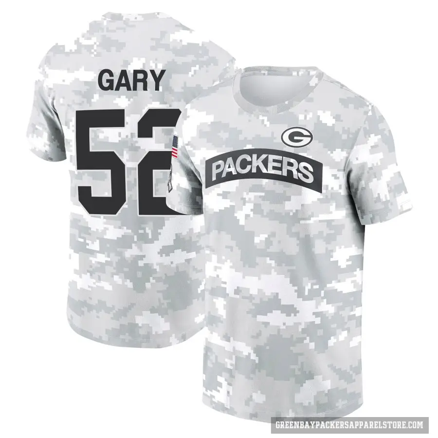 Youth ＃52 Rashan Gary Green Bay Packers Camo Arctic 2024 Salute to Service Performance T-Shirt