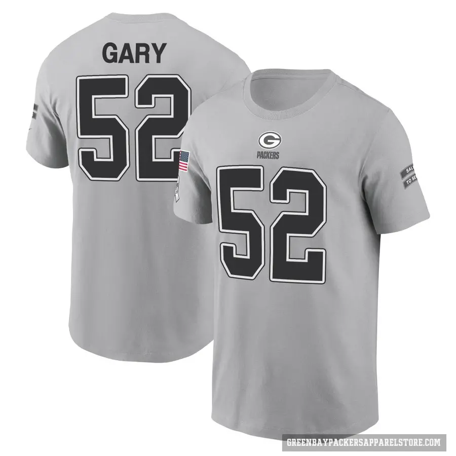 Youth ＃52 Rashan Gary Green Bay Packers Gray 2024 Salute to Service T-Shirt