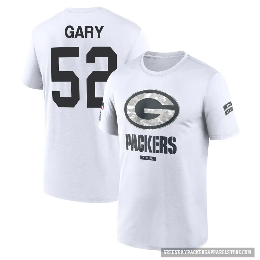 Youth ＃52 Rashan Gary Green Bay Packers White 2024 Salute to Service Performance T-Shirt