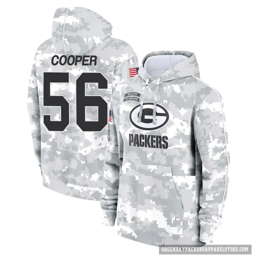 Youth ＃56 Edgerrin Cooper Green Bay Packers Arctic Camo 2024 Salute to Service Club Fleece Pullover Hoodie