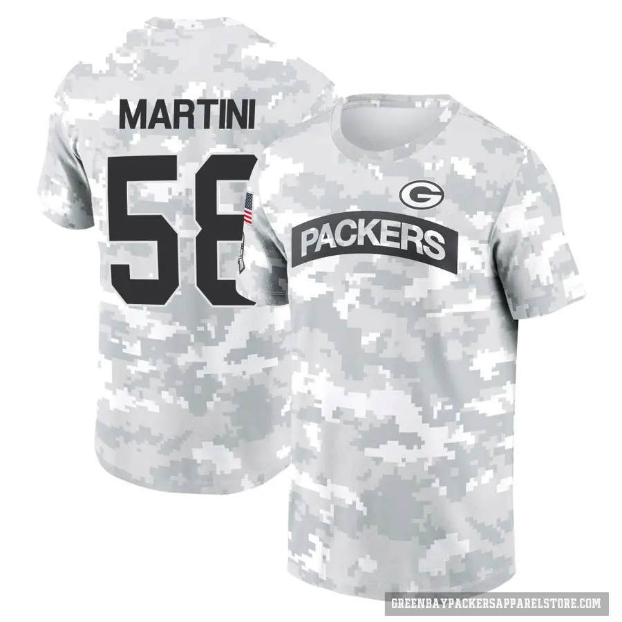 Youth ＃58 Greer Martini Green Bay Packers Camo Arctic 2024 Salute to Service Performance T-Shirt