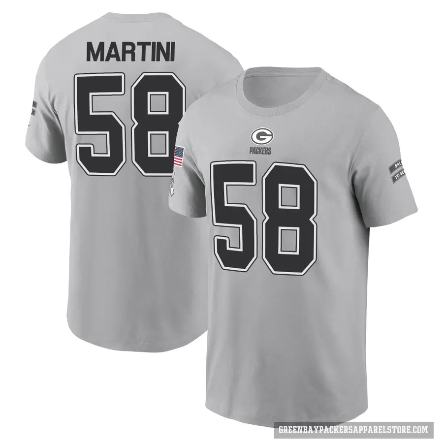 Youth ＃58 Greer Martini Green Bay Packers Gray 2024 Salute to Service T-Shirt
