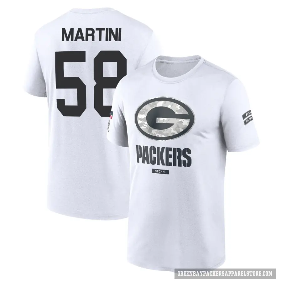 Youth ＃58 Greer Martini Green Bay Packers White 2024 Salute to Service Performance T-Shirt