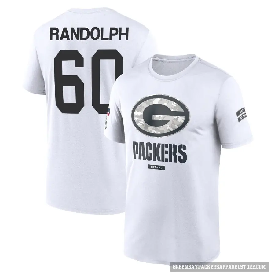 Youth ＃60 Keith Randolph Jr. Green Bay Packers White 2024 Salute to Service Performance T-Shirt