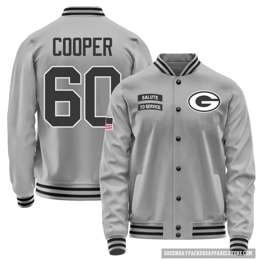 Youth ＃60 Tyler Cooper Green Bay Packers Gray Salute to Service Performance Jacket
