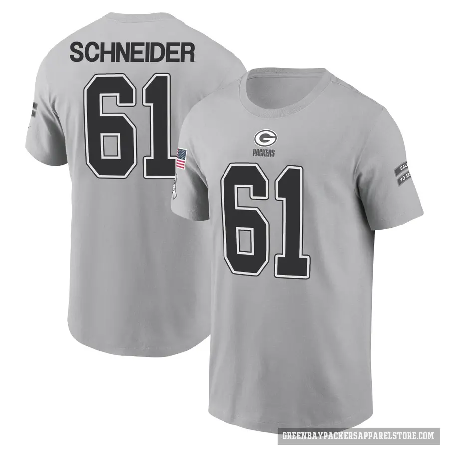 Youth ＃61 Cole Schneider Green Bay Packers Gray 2024 Salute to Service T-Shirt