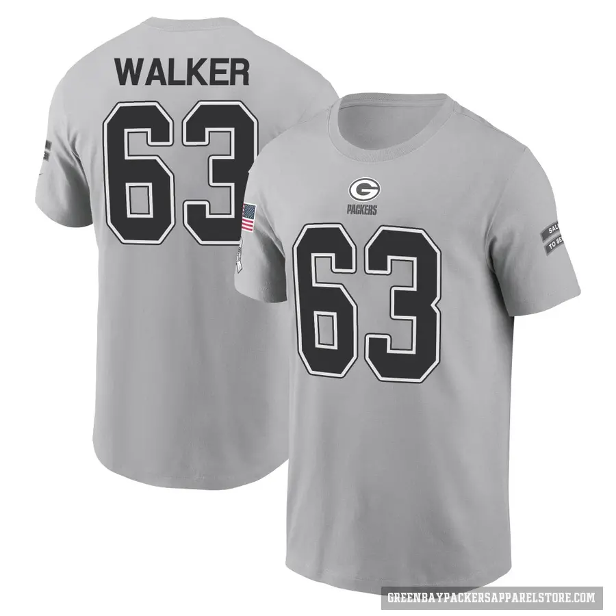 Youth ＃63 Rasheed Walker Green Bay Packers Gray 2024 Salute to Service T-Shirt