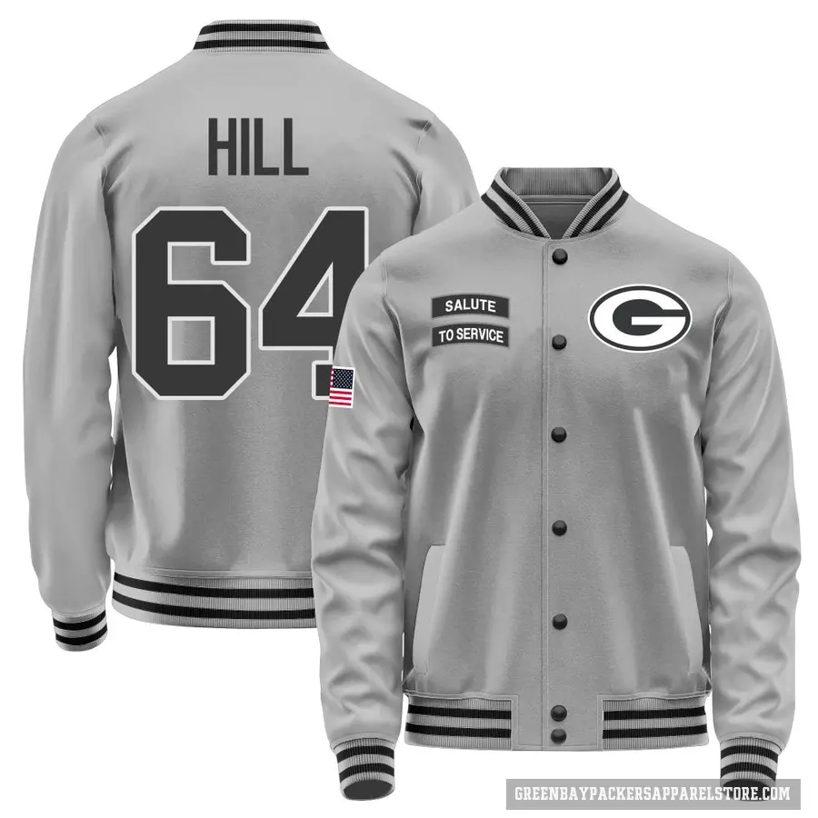 Youth ＃64 Trey Hill Green Bay Packers Gray Salute to Service Performance Jacket