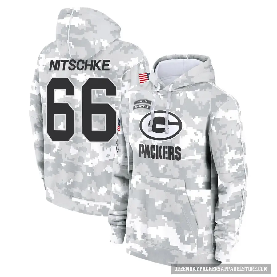 Youth ＃66 Ray Nitschke Green Bay Packers Arctic Camo 2024 Salute to Service Club Fleece Pullover Hoodie