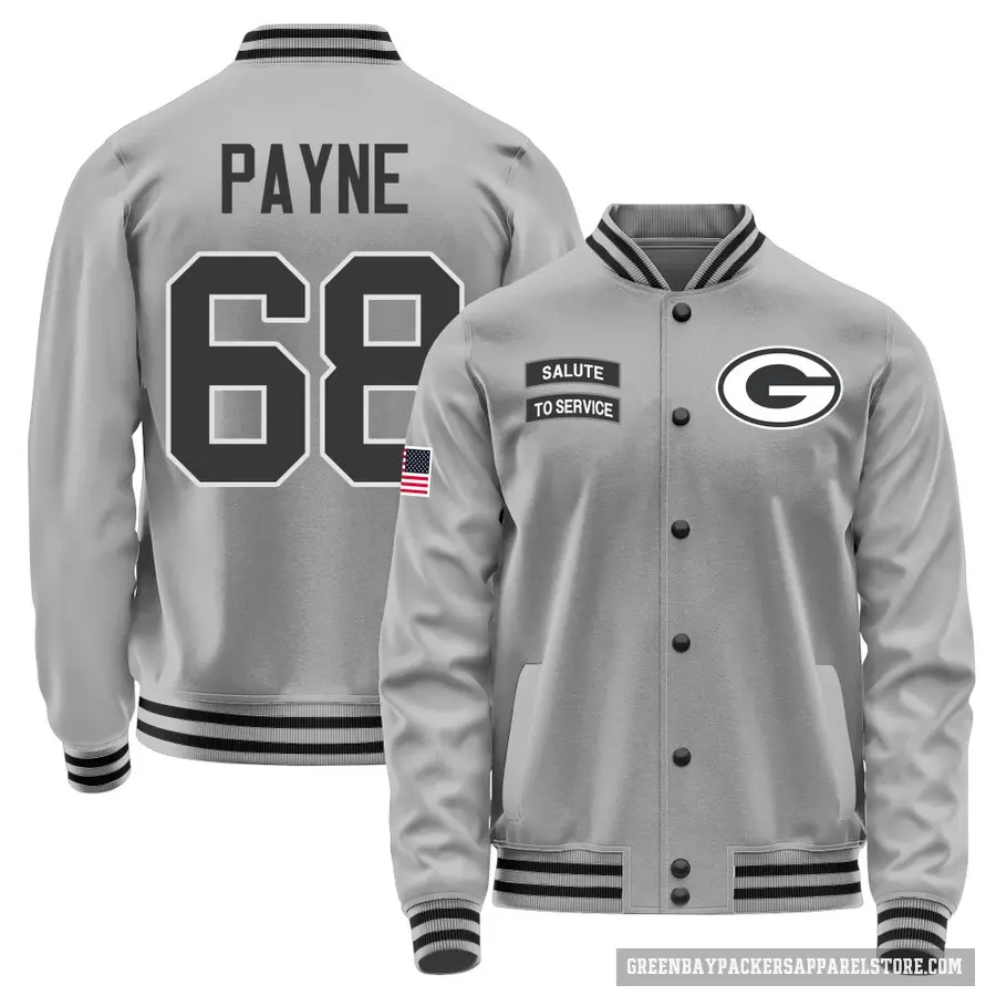 Youth ＃68 Leonard Payne Green Bay Packers Gray Salute to Service Performance Jacket