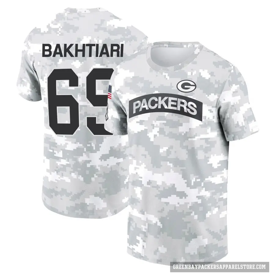 Youth ＃69 David Bakhtiari Green Bay Packers Camo Arctic 2024 Salute to Service Performance T-Shirt