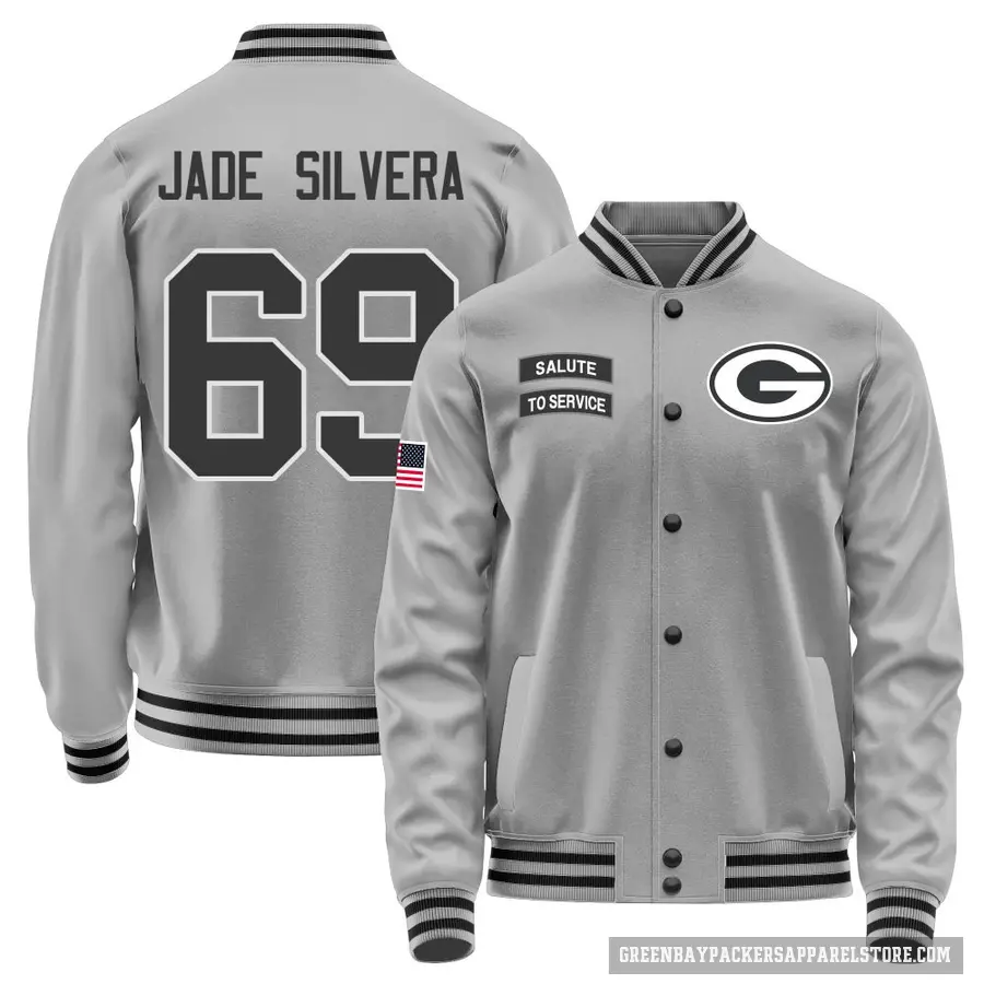 Youth ＃69 Nesta Jade Silvera Green Bay Packers Gray Salute to Service Performance Jacket