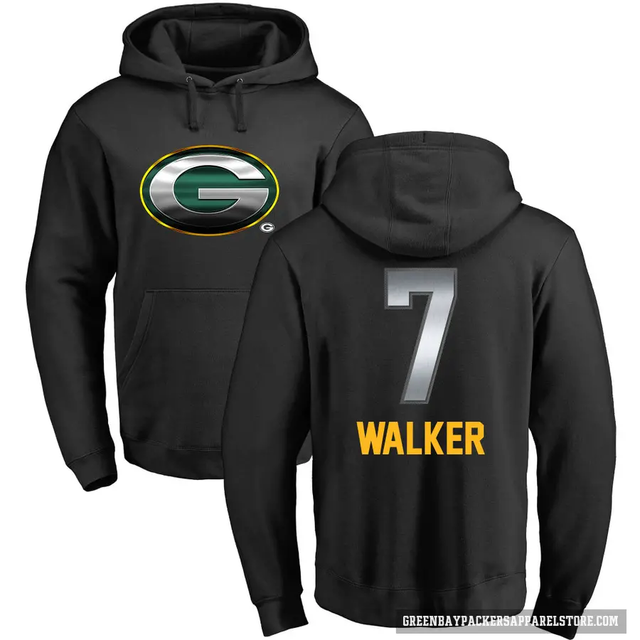 Youth ＃7 Quay Walker Green Bay Packers Black Midnight Mascot Pullover Hoodie