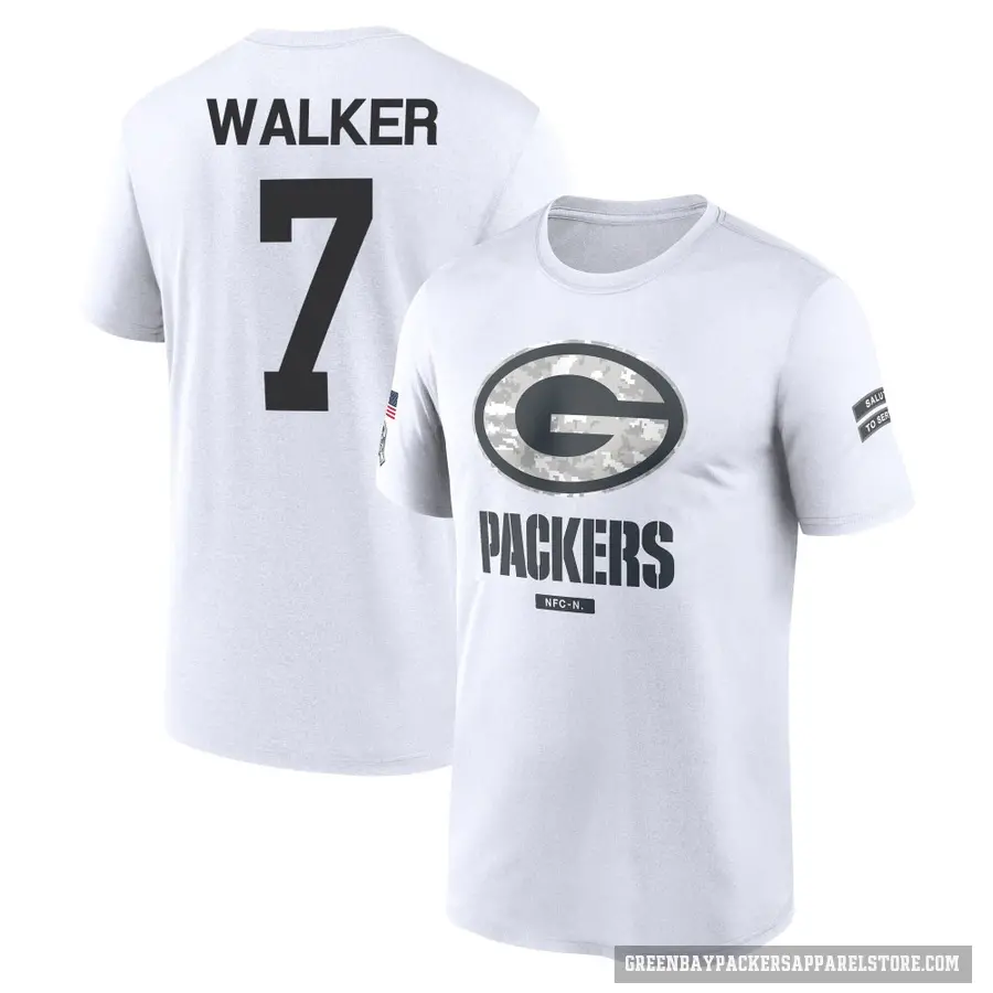 Youth ＃7 Quay Walker Green Bay Packers White 2024 Salute to Service Performance T-Shirt