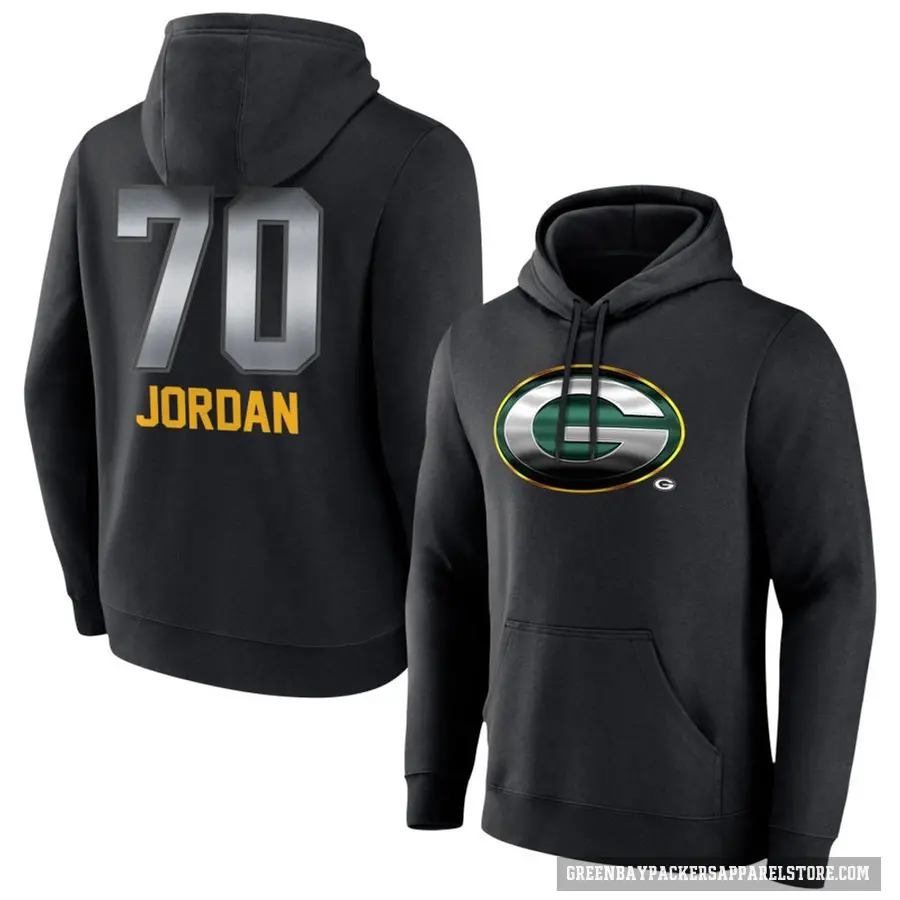 Youth ＃70 Michael Jordan Green Bay Packers Black Midnight Mascot Pullover Hoodie