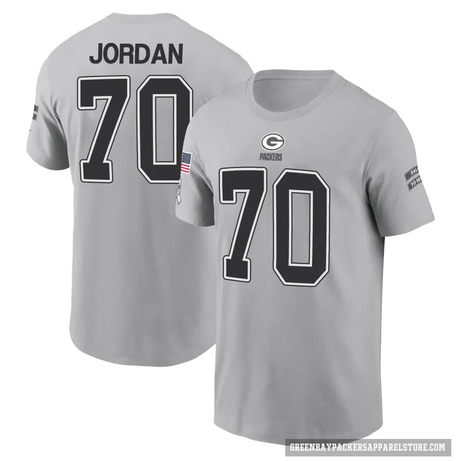 Youth ＃70 Michael Jordan Green Bay Packers Gray 2024 Salute to Service T-Shirt