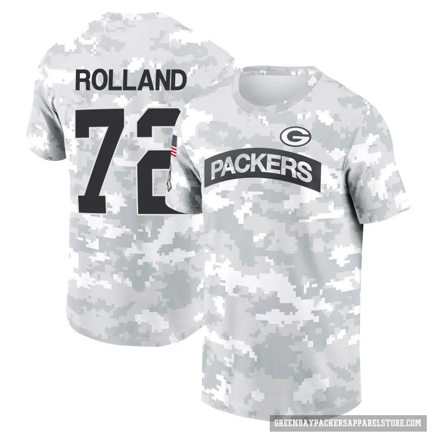 Youth ＃72 Spencer Rolland Green Bay Packers Camo Arctic 2024 Salute to Service Performance T-Shirt