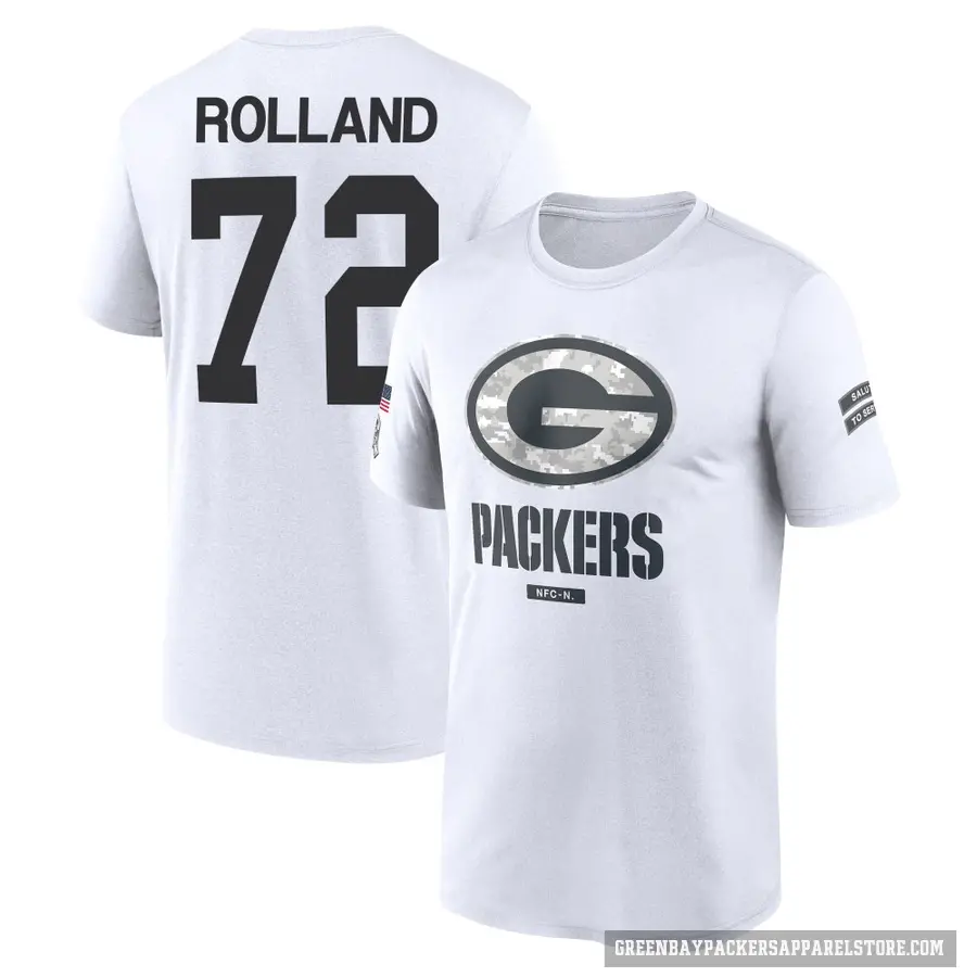 Youth ＃72 Spencer Rolland Green Bay Packers White 2024 Salute to Service Performance T-Shirt