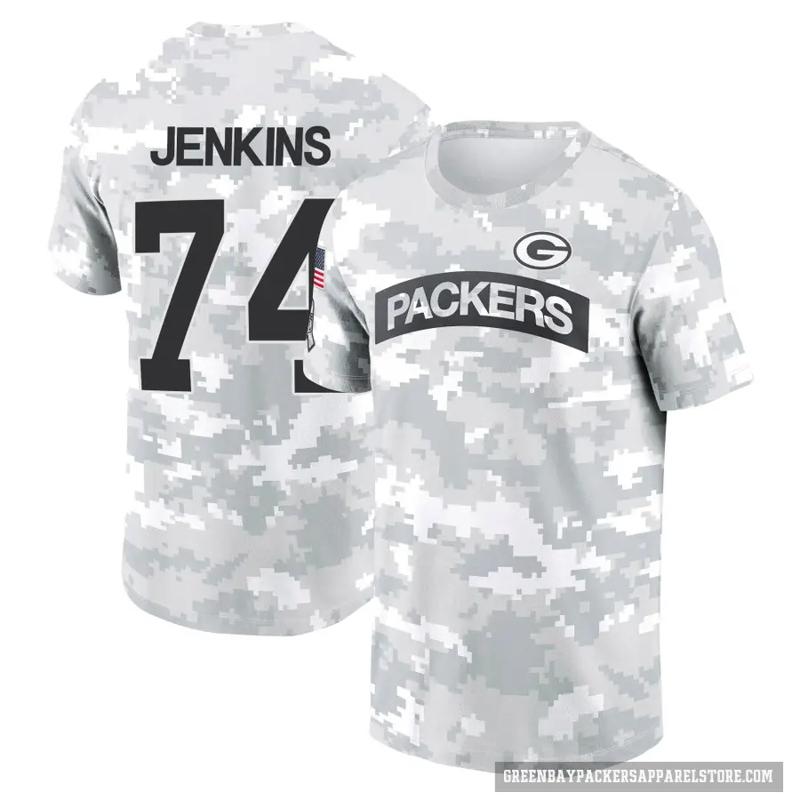Youth ＃74 Elgton Jenkins Green Bay Packers Camo Arctic 2024 Salute to Service Performance T-Shirt
