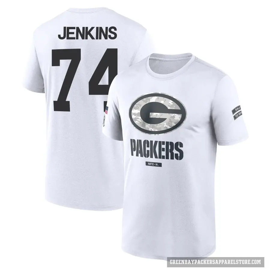 Youth ＃74 Elgton Jenkins Green Bay Packers White 2024 Salute to Service Performance T-Shirt