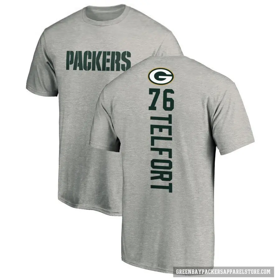 Youth ＃76 Kadeem Telfort Green Bay Packers Ash Backer T-Shirt
