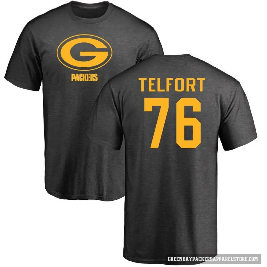 Youth ＃76 Kadeem Telfort Green Bay Packers Ash One Color T-Shirt