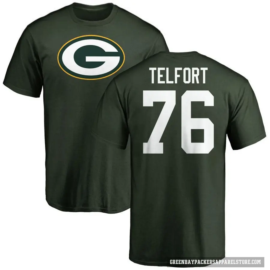 Youth ＃76 Kadeem Telfort Green Bay Packers Green Logo T-Shirt