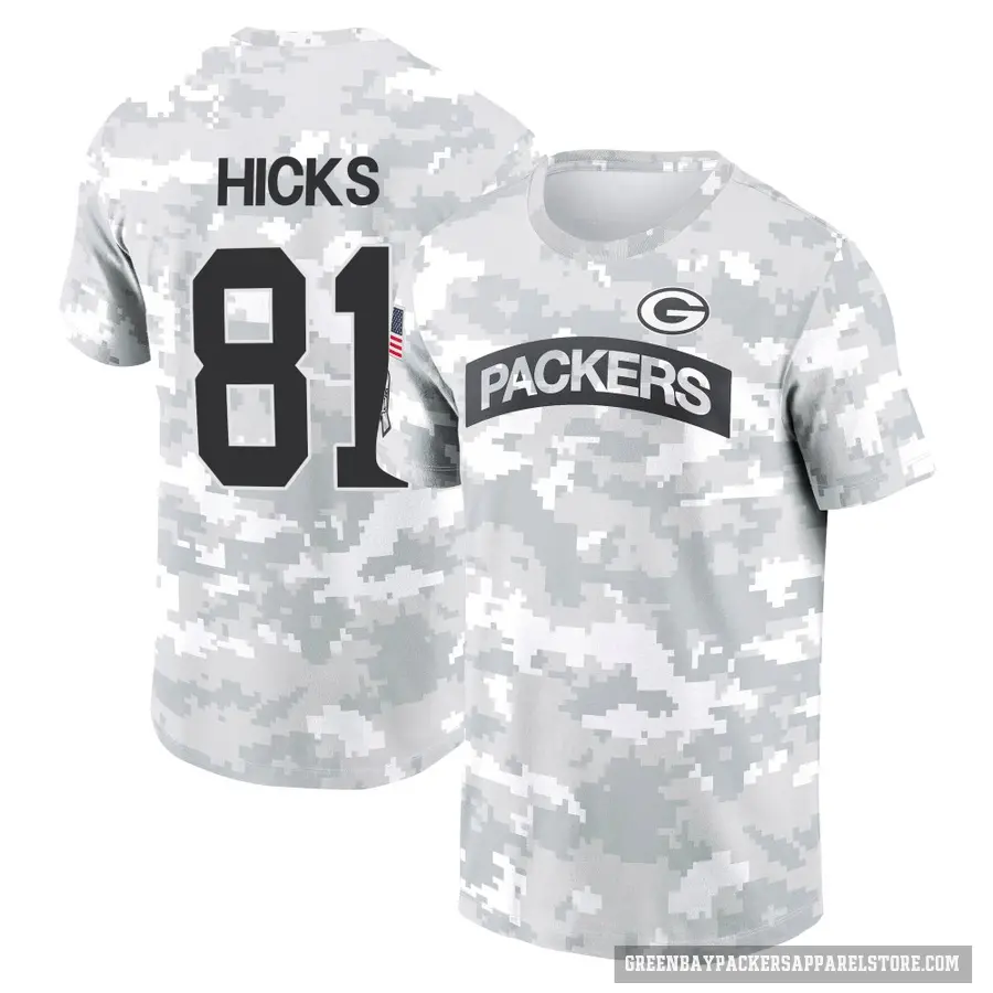 Youth ＃81 Julian Hicks Green Bay Packers Camo Arctic 2024 Salute to Service Performance T-Shirt