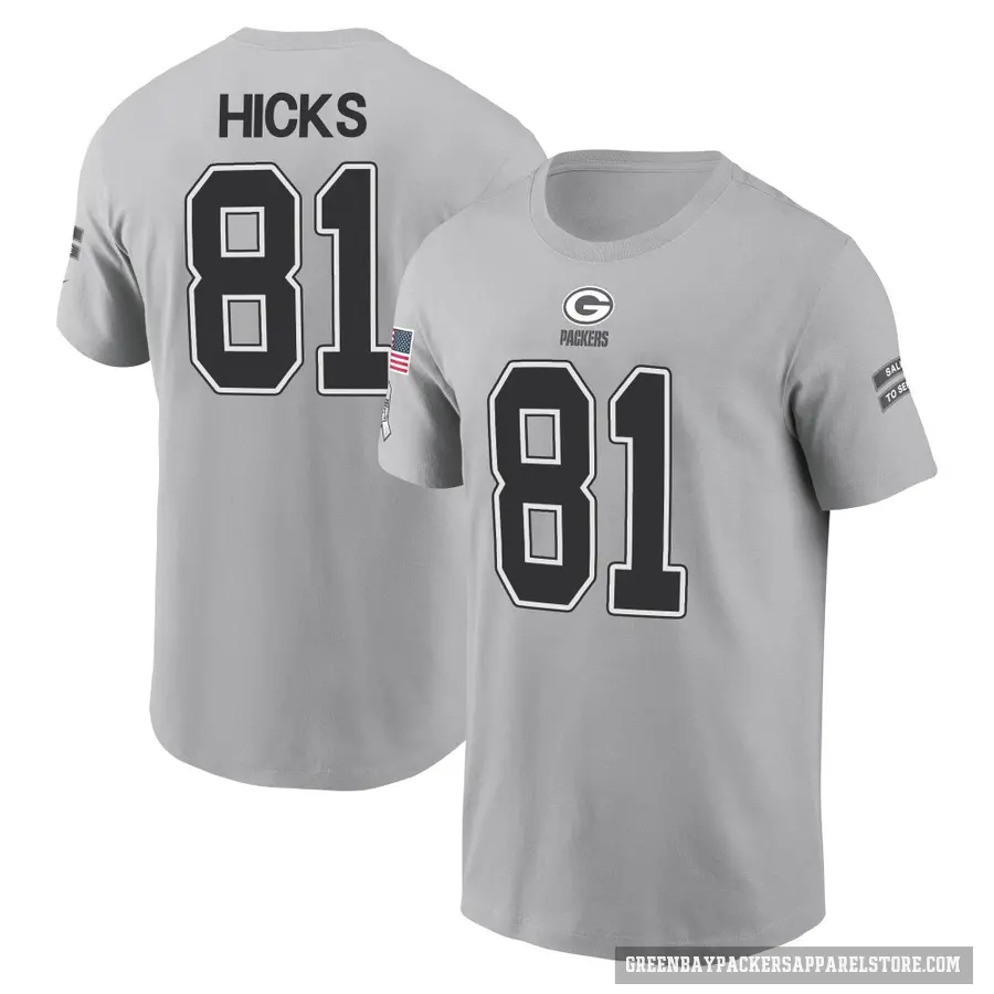 Youth ＃81 Julian Hicks Green Bay Packers Gray 2024 Salute to Service T-Shirt