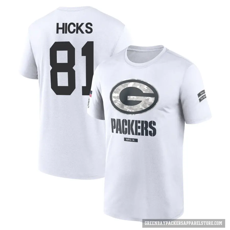 Youth ＃81 Julian Hicks Green Bay Packers White 2024 Salute to Service Performance T-Shirt