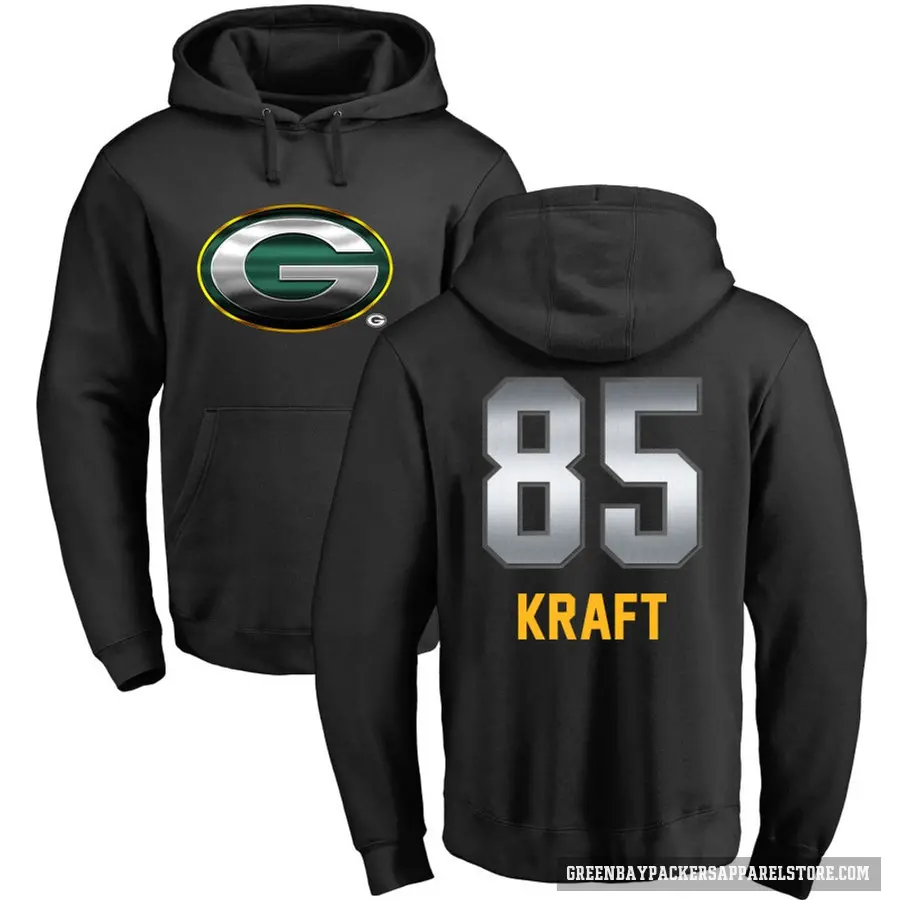 Youth ＃85 Tucker Kraft Green Bay Packers Black Midnight Mascot Pullover Hoodie