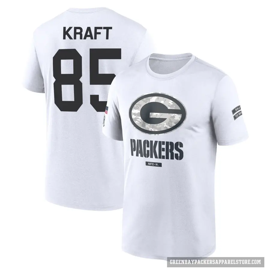 Youth ＃85 Tucker Kraft Green Bay Packers White 2024 Salute to Service Performance T-Shirt