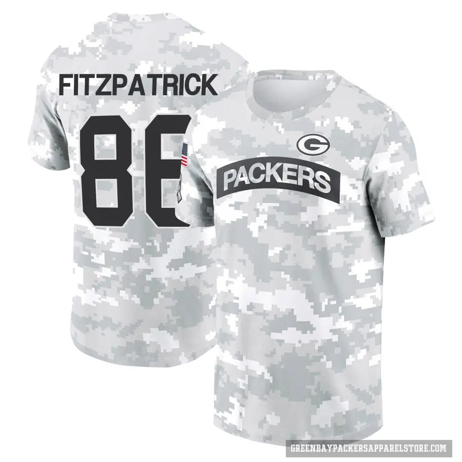 Youth ＃86 John FitzPatrick Green Bay Packers Camo Arctic 2024 Salute to Service Performance T-Shirt