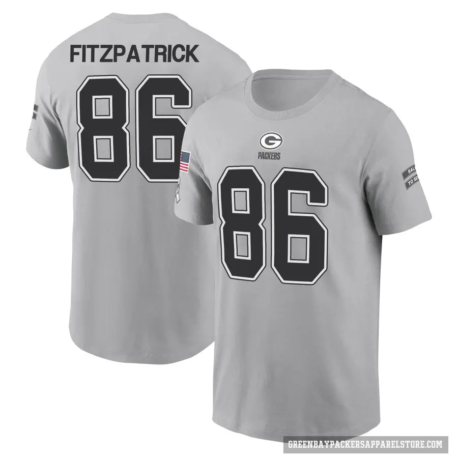 Youth ＃86 John FitzPatrick Green Bay Packers Gray 2024 Salute to Service T-Shirt