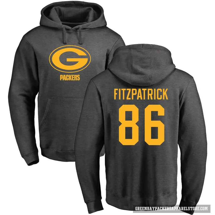 Youth ＃86 John FitzPatrick Green Bay Packers Pro Line by Branded Ash One Color Pullover Hoodie