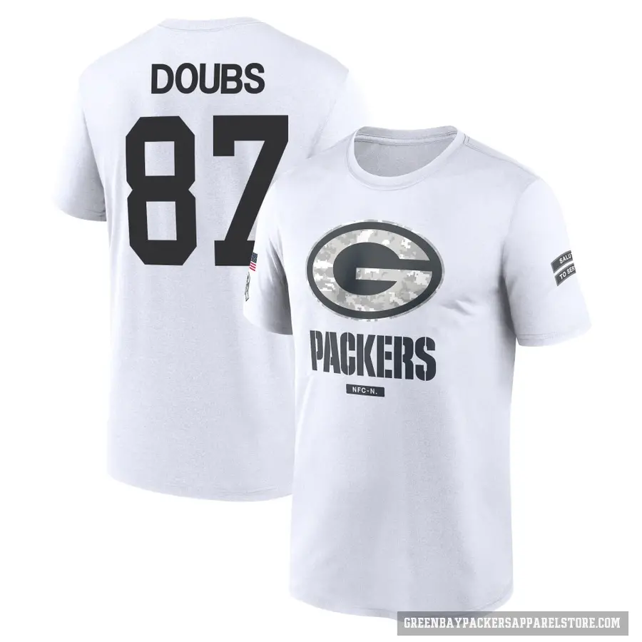 Youth ＃87 Romeo Doubs Green Bay Packers White 2024 Salute to Service Performance T-Shirt