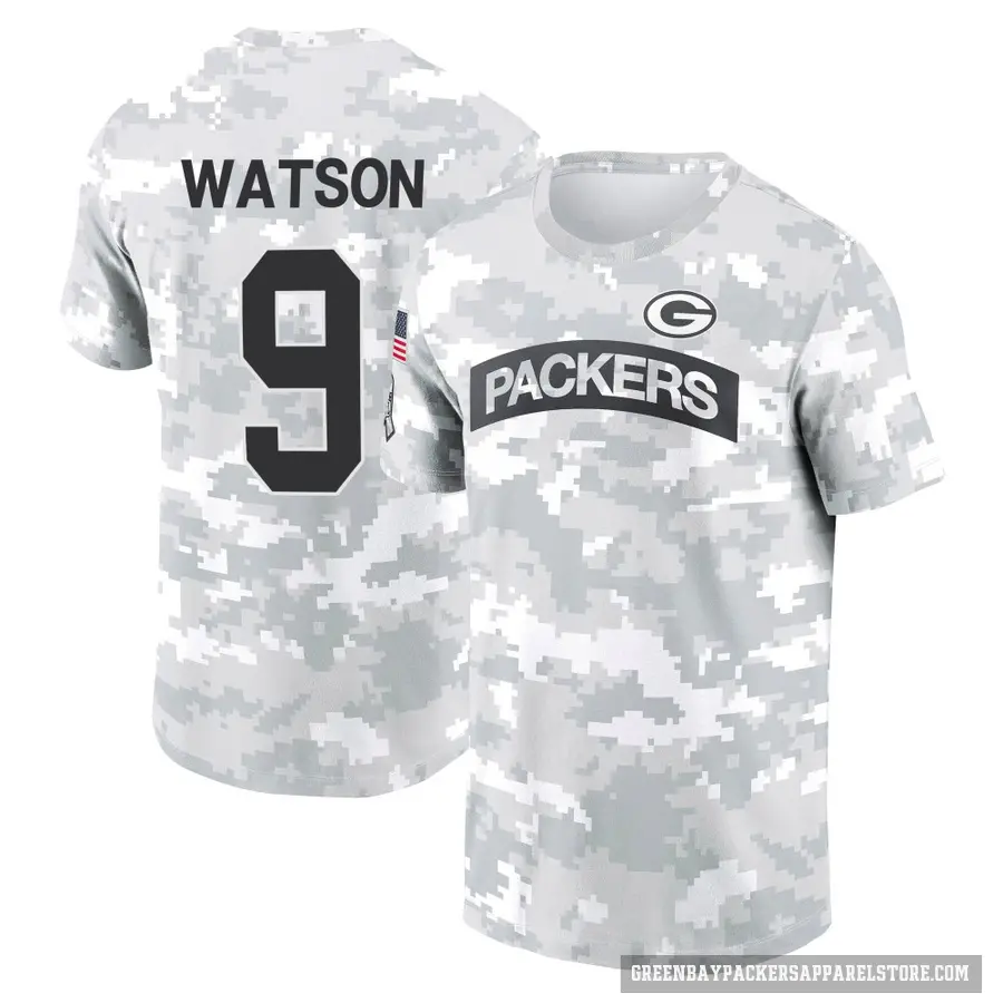 Youth ＃9 Christian Watson Green Bay Packers Camo Arctic 2024 Salute to Service Performance T-Shirt