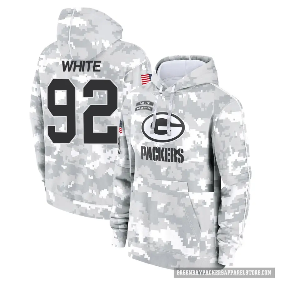 Youth ＃92 Reggie White Green Bay Packers Arctic Camo 2024 Salute to Service Club Fleece Pullover Hoodie