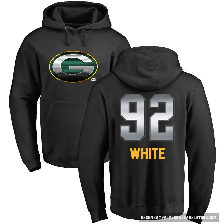 Youth ＃92 Reggie White Green Bay Packers Black Midnight Mascot Pullover Hoodie