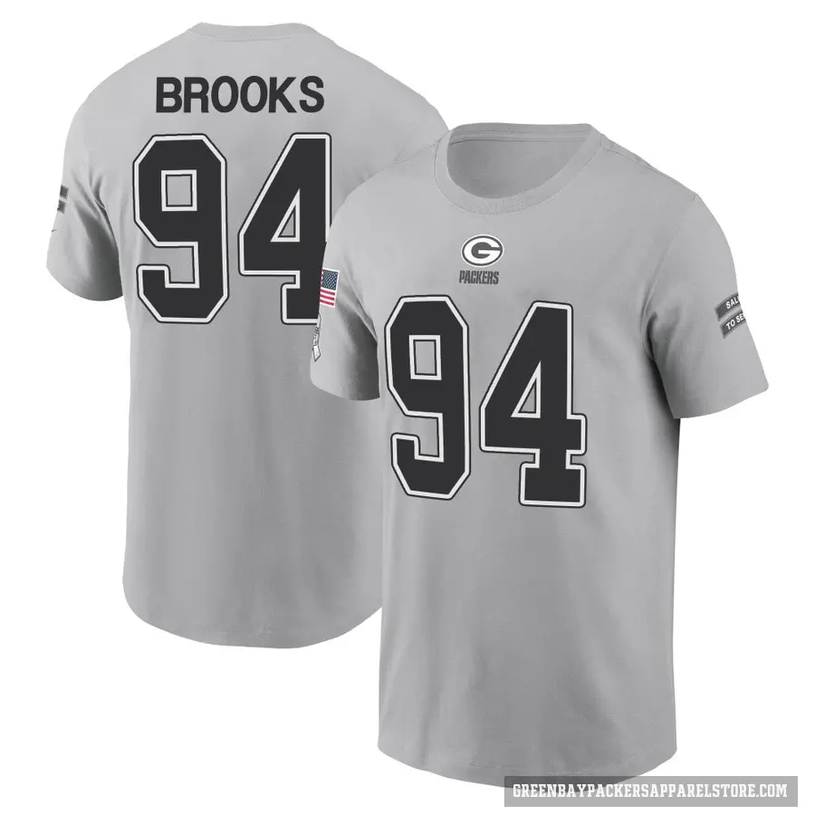 Youth ＃94 Karl Brooks Green Bay Packers Gray 2024 Salute to Service T-Shirt