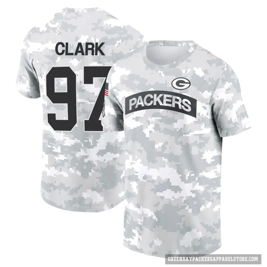 Youth ＃97 Kenny Clark Green Bay Packers Camo Arctic 2024 Salute to Service Performance T-Shirt