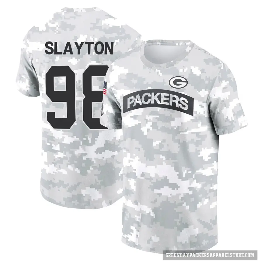 Youth ＃98 Chris Slayton Green Bay Packers Camo Arctic 2024 Salute to Service Performance T-Shirt