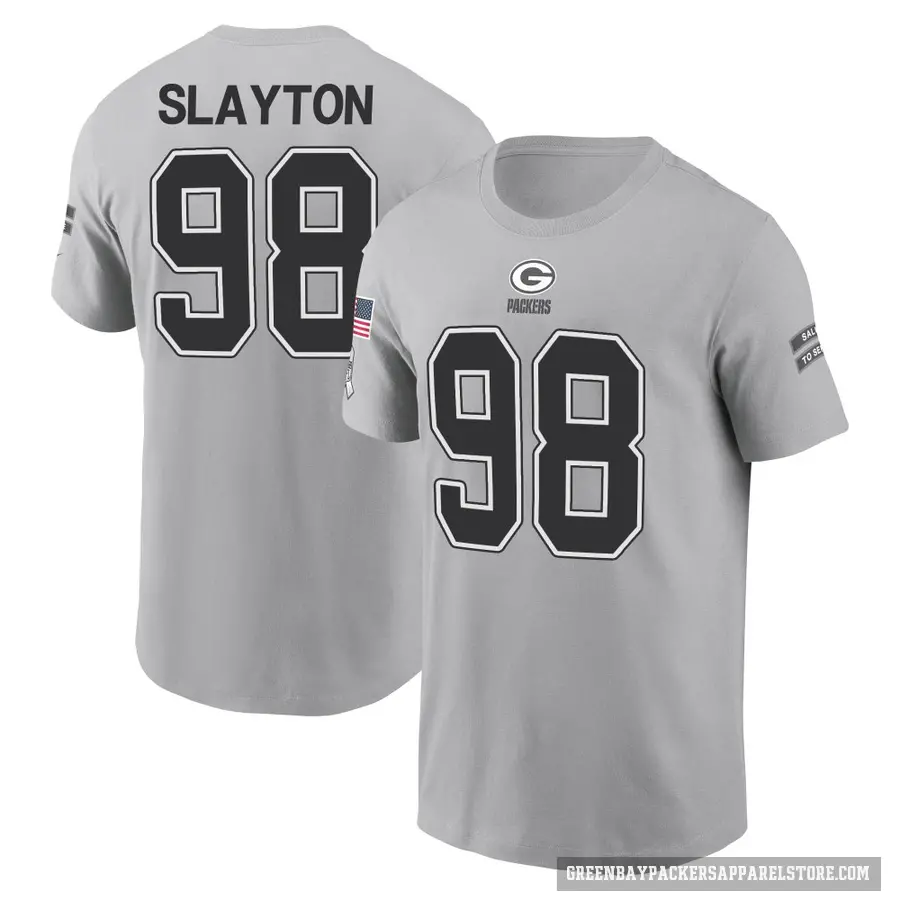 Youth ＃98 Chris Slayton Green Bay Packers Gray 2024 Salute to Service T-Shirt