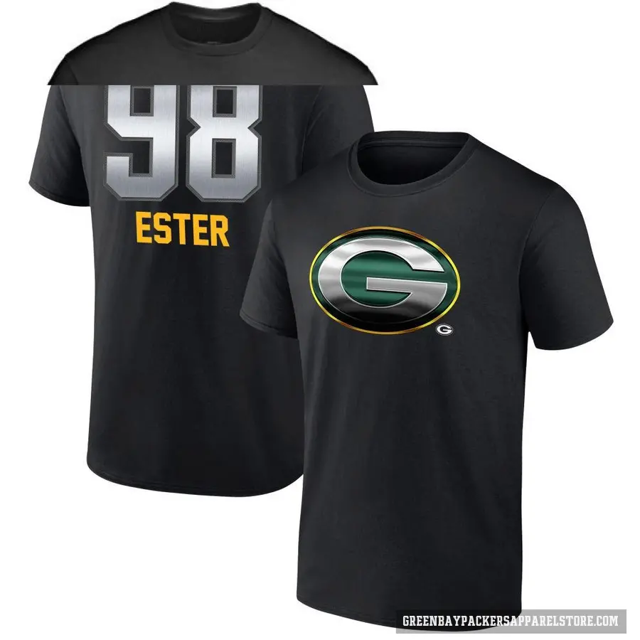 Youth ＃98 James Ester Green Bay Packers Black Midnight Mascot T-Shirt