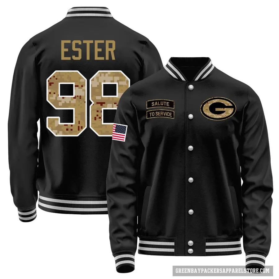 Youth ＃98 James Ester Green Bay Packers Black Salute to Service Sideline Performance Jacket