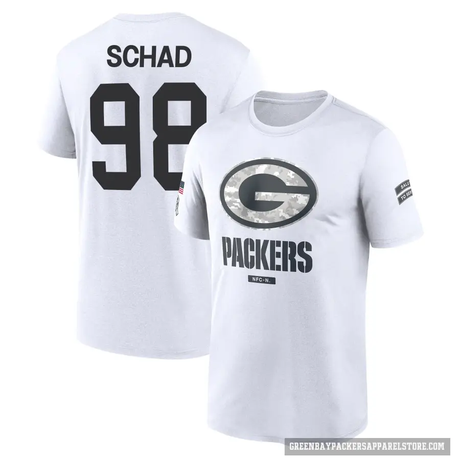 Youth ＃98 Keonte Schad Green Bay Packers White 2024 Salute to Service Performance T-Shirt
